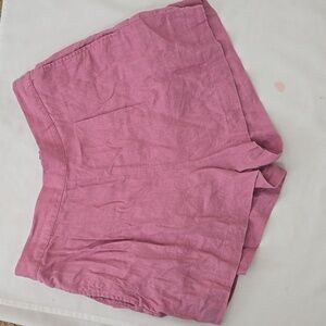 Madewell Clean Pull-On Linen Shorts Pockets Pleats Pink Size Large
